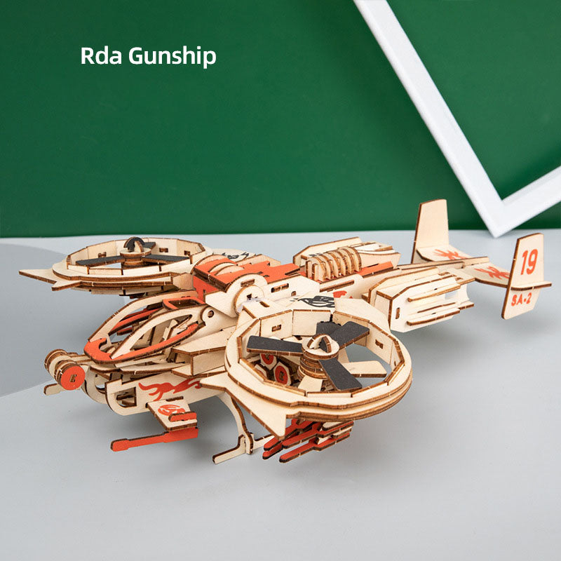 Wooden Helicopter Gunship 3D Puzzle