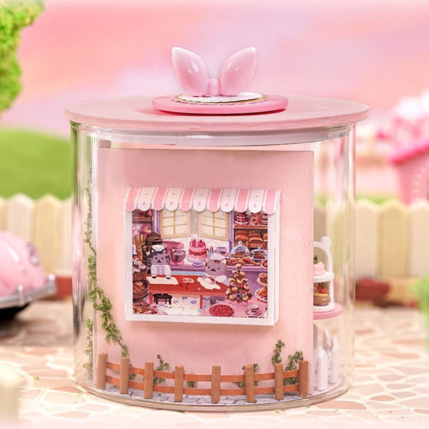 Kitty Bakery Glass Jar LED DIY Miniature