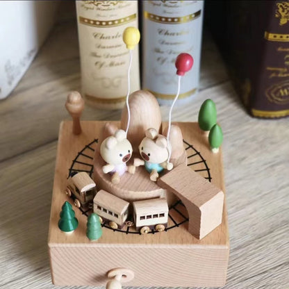 Wooden Handmade Mountain Train Music Box (music: Castle in the sky)