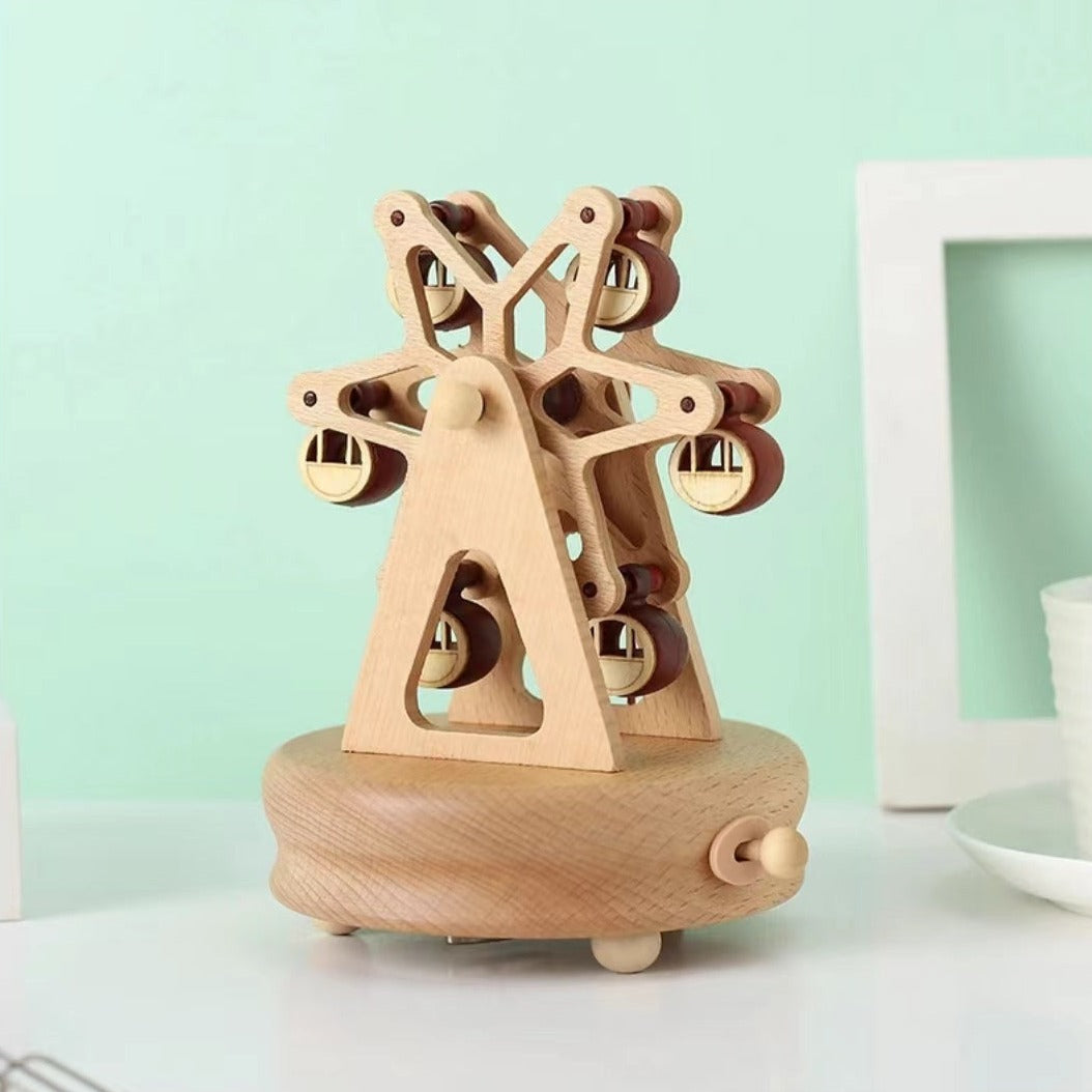 Wooden Handmade Ferris Wheel Music Box (music: Castle in the sky)