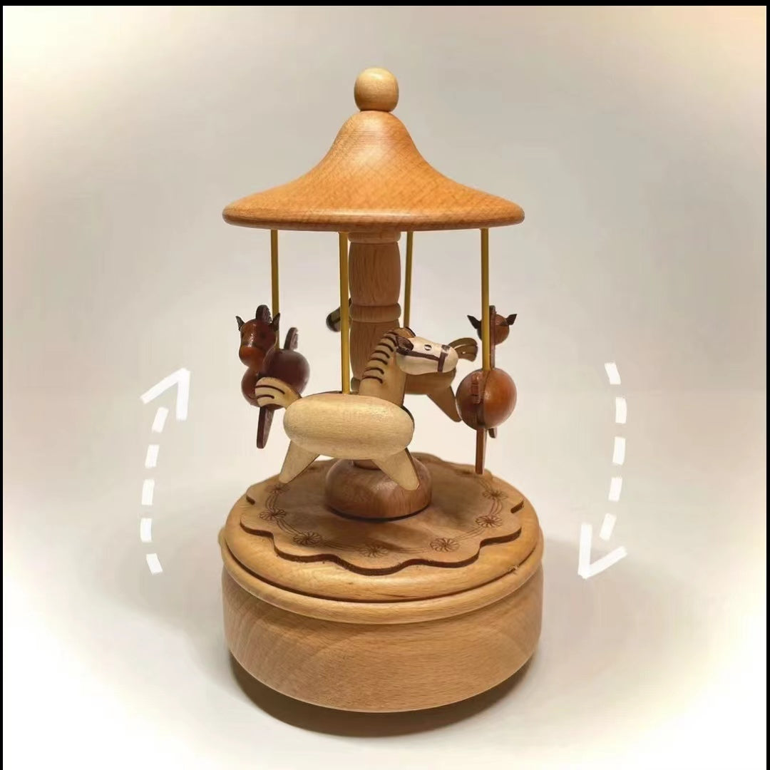 Wooden Handmade Carousel Music Box (music: Castle in the sky)