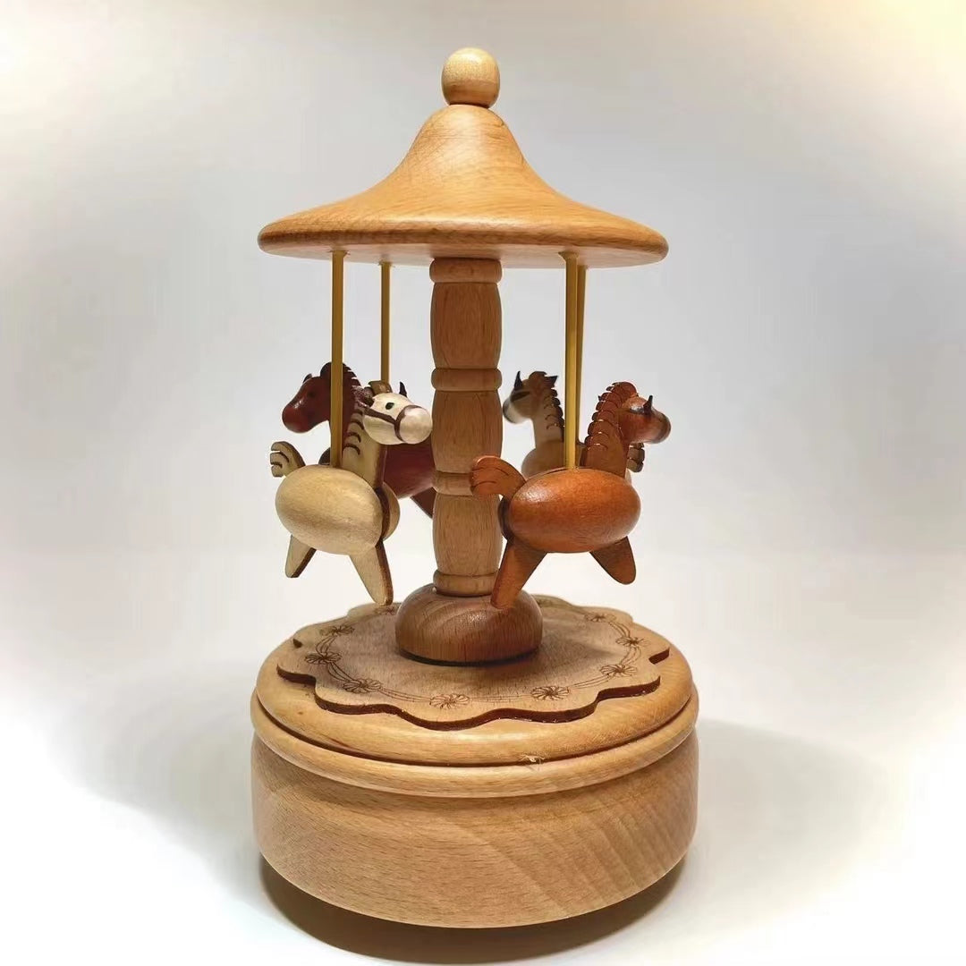 Wooden Handmade Carousel Music Box (music: Castle in the sky)