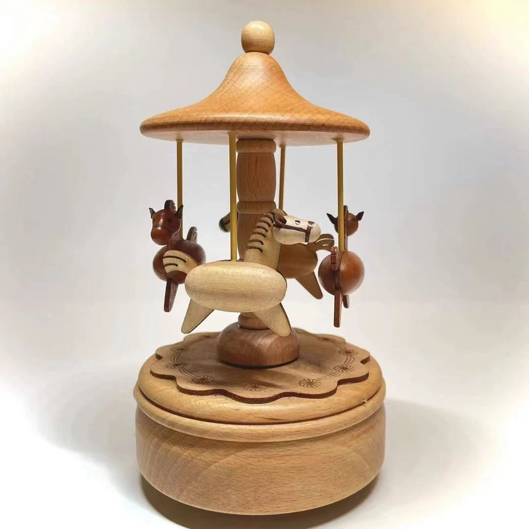 Wooden Handmade Carousel Music Box (music: Castle in the sky)