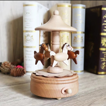 Wooden Handmade Carousel Music Box (music: Castle in the sky)