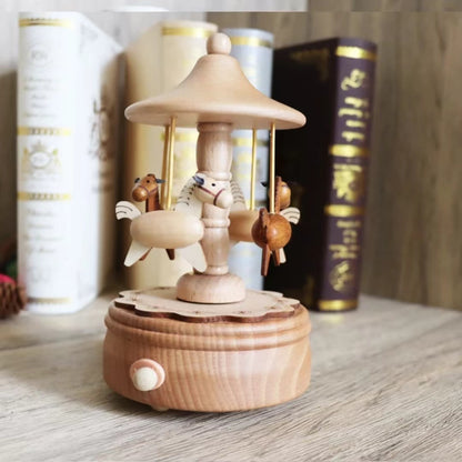 Wooden Handmade Carousel Music Box (music: Castle in the sky)