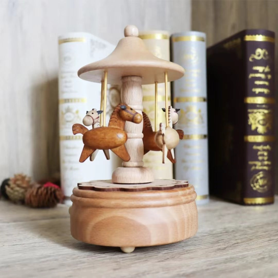 Wooden Handmade Carousel Music Box (music: Castle in the sky)