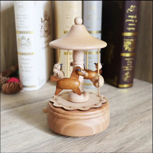 Wooden Handmade Carousel Music Box (music: Castle in the sky)