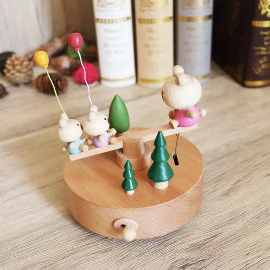 Wooden Handmade Seesaw Music Box (music: Castle in the sky)