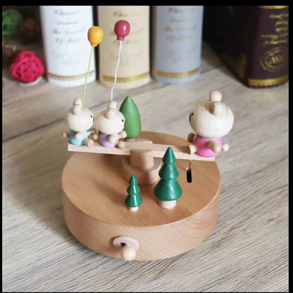 Wooden Handmade Seesaw Music Box (music: Castle in the sky)