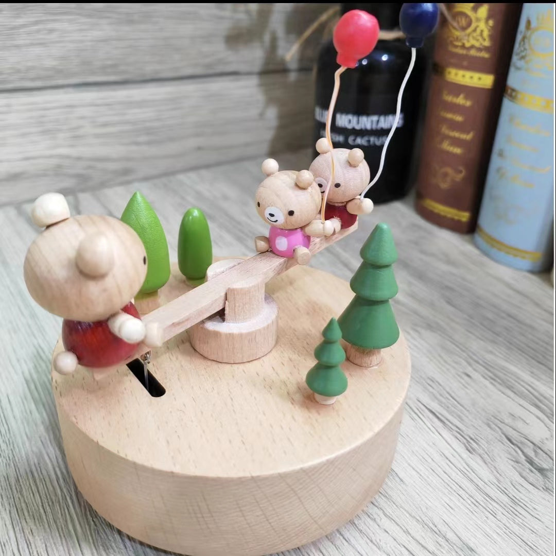 Wooden Handmade Seesaw Music Box (music: Castle in the sky)