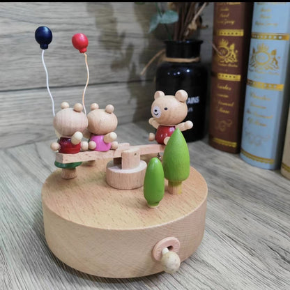 Wooden Handmade Seesaw Music Box (music: Castle in the sky)