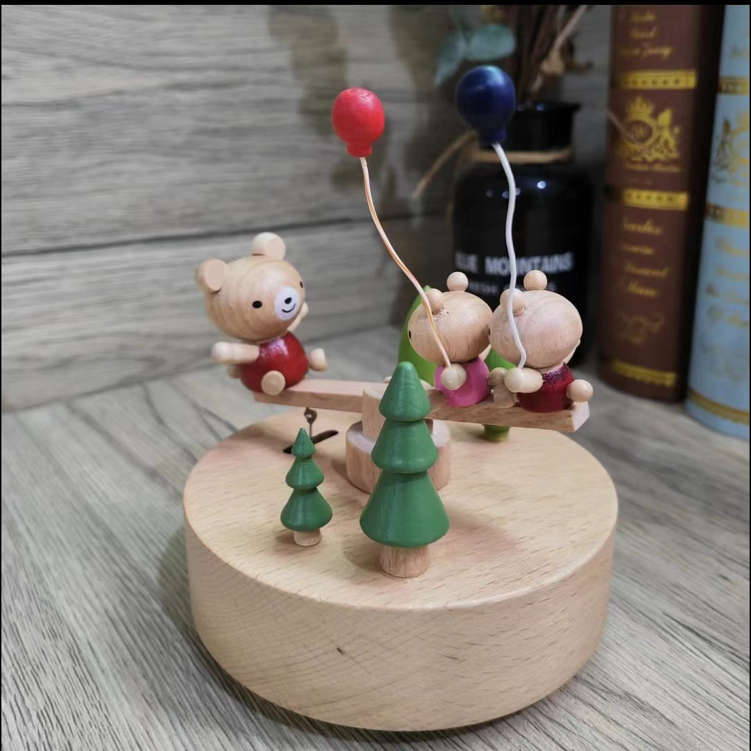 Wooden Handmade Seesaw Music Box (music: Castle in the sky)