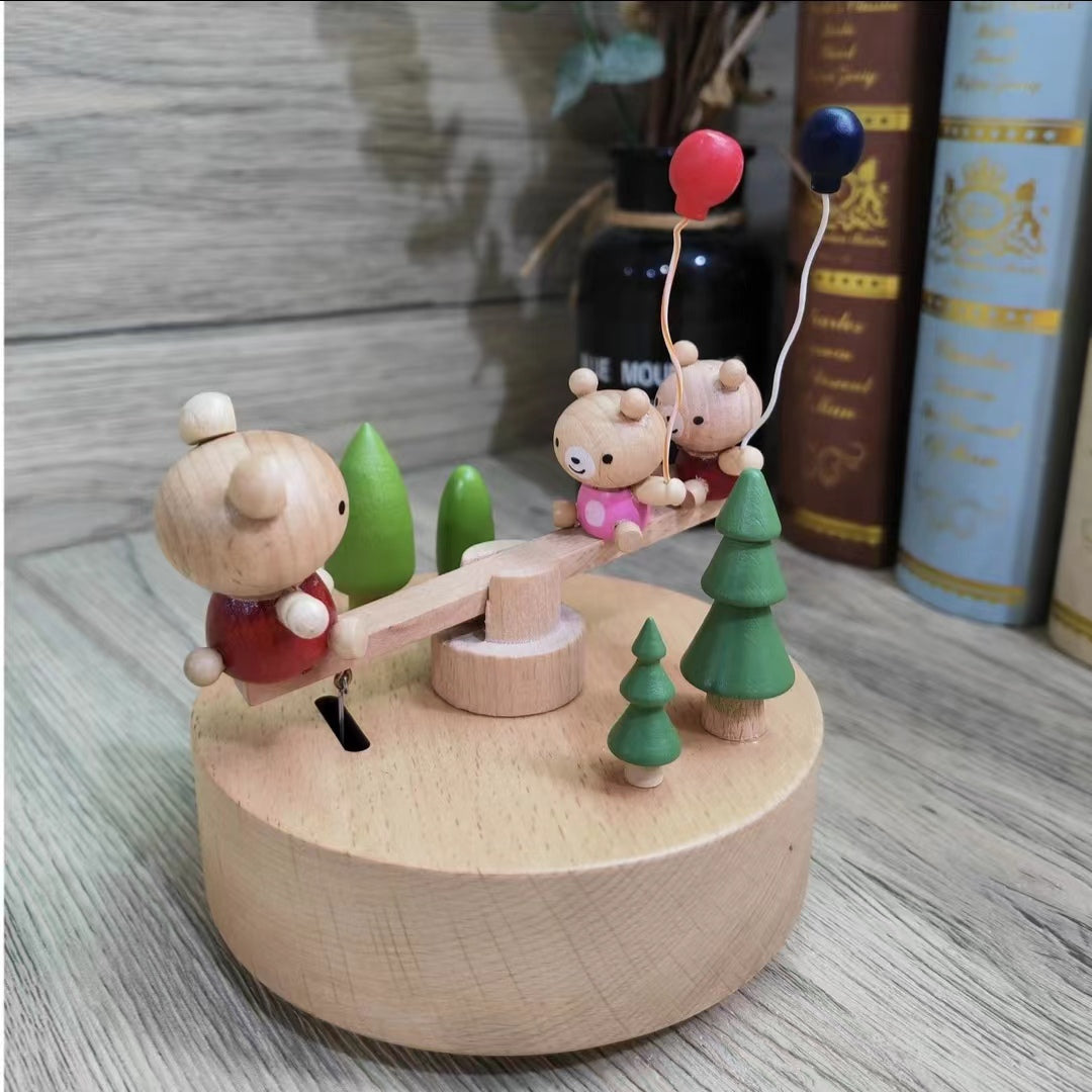 Wooden Handmade Seesaw Music Box (music: Castle in the sky)