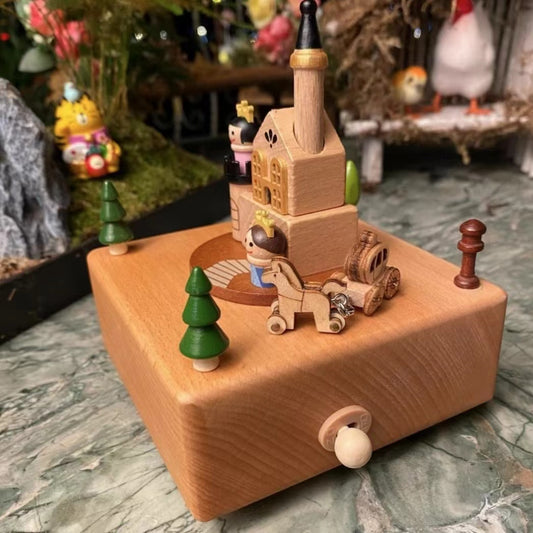 Wooden Handmade Carriage Music Box (music: Encounter by Sun Yan-Zi)