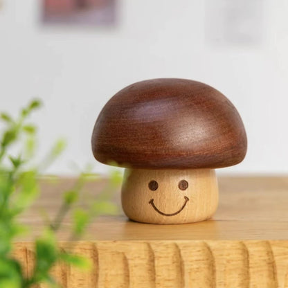 Walnut wood Handmade Mushroom Music Box (optional music)