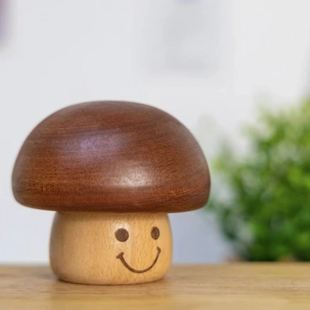 Walnut wood Handmade Mushroom Music Box (optional music)