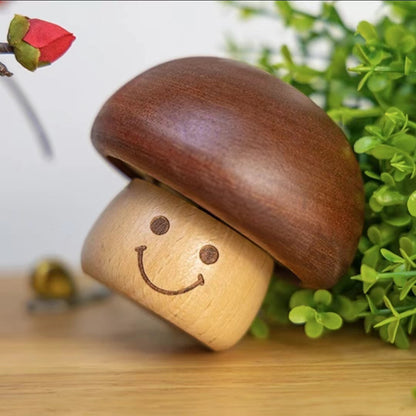 Walnut wood Handmade Mushroom Music Box (optional music)