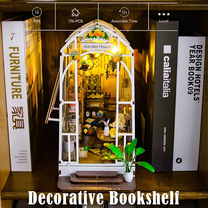 Garden House Booknook LED DIY Miniature (with Music box inside - Castle in the sky)