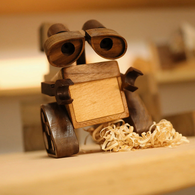 Wooden Handmade WALL-E and Eve Figure