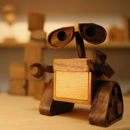 Wooden Handmade WALL-E and Eve Figure