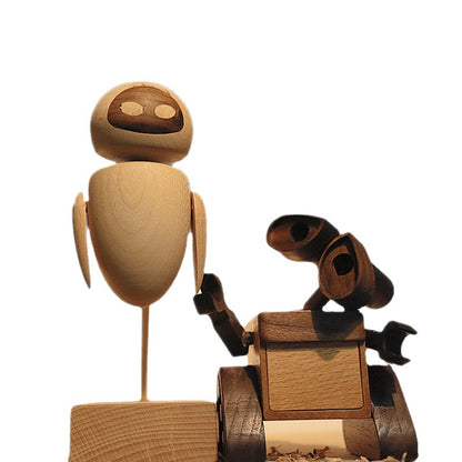 Wooden Handmade WALL-E and Eve Figure