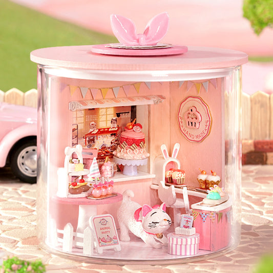 Kitty Bakery Glass Jar LED DIY Miniature